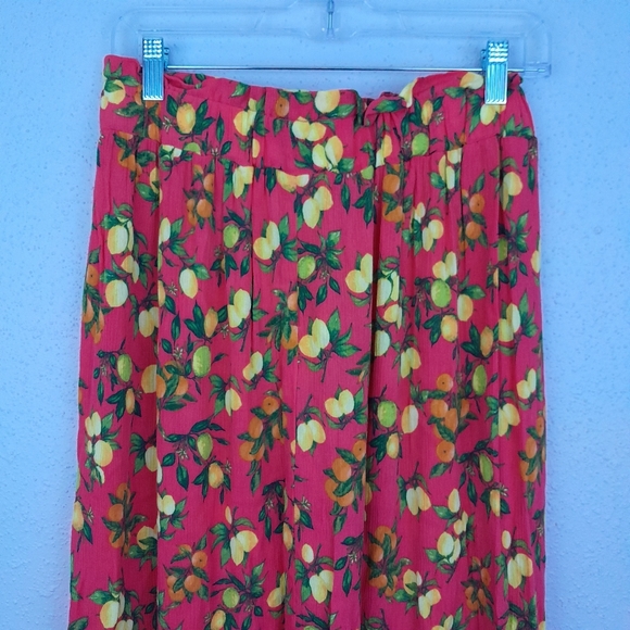 Signature Studio Lemon Citrus Print High Waist Maxi Skirt Pink Size Small - Picture 8 of 12